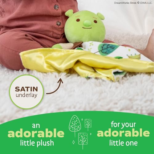 Image of Shrek Blanky - Plush Shrek Head with Embroidered Facial Details - Made with Super Soft & Snuggly Material & Satin Underlay - Perfect for Nap Time or Loveable Gift for Baby Boys & Girls (Pack of 12)