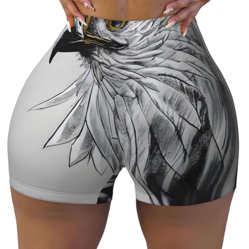 Sketching an Eagle Pattern Sports Shorts, high Elastic Slim Fitness Pants, Suitable for Yoga/Leisure/Daily wear