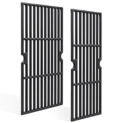 Criditpid 18 Inch Grill Grates for Charbroil Performance 2 Burner 463625217 463673519 Replacement Parts, Cast Iron Grill Cooking Grate for Char-Broil G470-0002-W1, G470-0003-W1, 463625219, 463673517