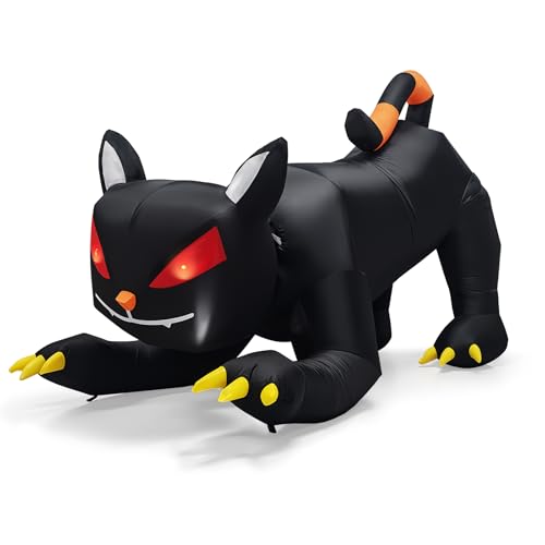 VINGLI 6.5 FT Halloween Inflatables Animated Black Cat with Shakable