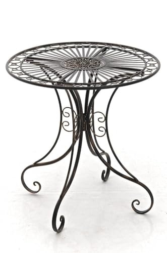 Mesa de jardín de hierro forjado diámetro 70 cm bronce envejecido MDJ10050