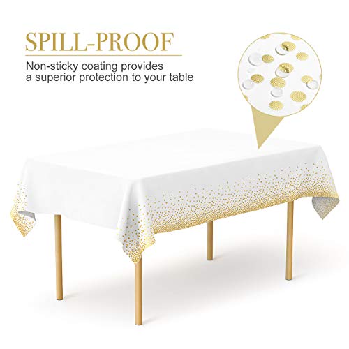 HOMIX Plastic Tablecloths for Rectangle Tables, 6 Pack Disposable Party Table Cloths, Gold Dot Confetti Table Covers with 30 Balloons for Birthday Parties Wedding Anniversary Baby Shower, 54" x 108" - Thumbnail 4