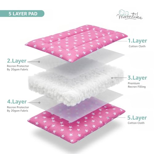 Image of Baby Cradle Swing for Newborns | Cotton Fabric Filled with Recron Fibre | Hanger Spring, Mosquito Net & Mattress with Insert Pocket | Jhoola, Thottil, Joli, Jokali, Onjal (Pink)