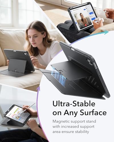 Image of ESR for iPad (A16) 11th Generation Cover, iPad 11th /10th Gen Cover (2025 /2022), Vertical Stand Case, Multi Stand Angles, Ultra-Stable Case with Pencil Holder, Flip Series, Black