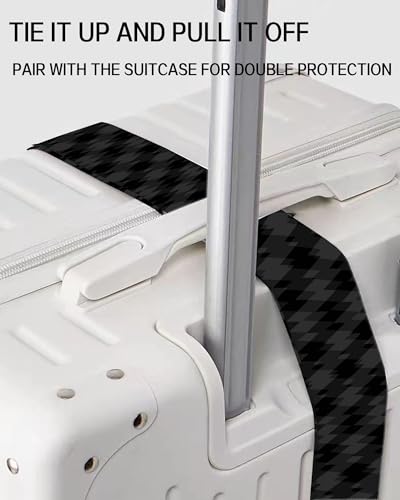 Image of Luggage Straps for Suitcases, Adjustable Travel Belt, Durable Wide Luggage Strap, Cute Suitcase Strap Identifiers with Buckle, Bag Straps for Luggage, Luxury Black Diamond Pattern