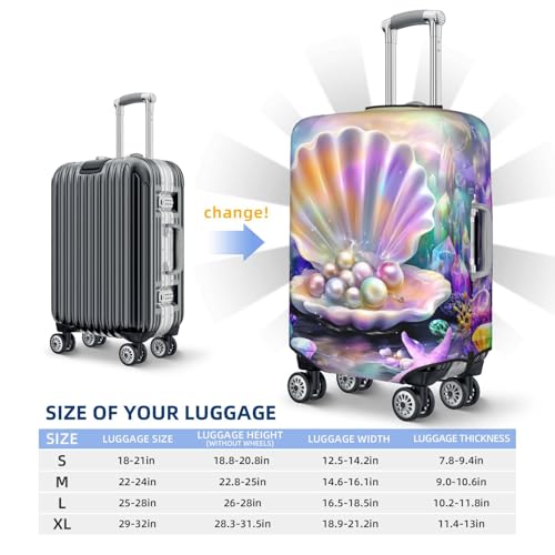 Open Shell With Pearls Elastic Travel Luggage Covers Dustproof Scratch-Resistant Suitcase Protector Fit 22-24 Inch4