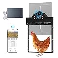 Automatic Chicken Coop Door Solar Powered with 2K Camera & Night Vision, IP65 Wireless Auto Door Opener, 6-Month Battery, APP Control, 2-Way Audio, Anti-Pinch Design (Black)
