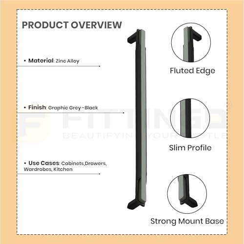 Image of 6 Inch Premium Cabinet Handles Zinc Alloy Material, 1341 Graphite Grey with Black, Durable Drawer Pulls for Kitchen Cabinets, Cupboards, Wardrobes & Furniture Hardware - Pack of 10