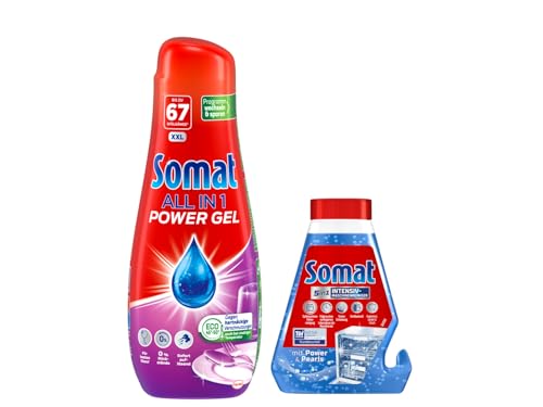 Somat Detergente para lavavajillas All in 1 Power Gel (67 lavadores), para Eco-Programm & Somat Intensiv-Maschinenreiniger, lavavajillas líquido 250 ml (1 unidad)