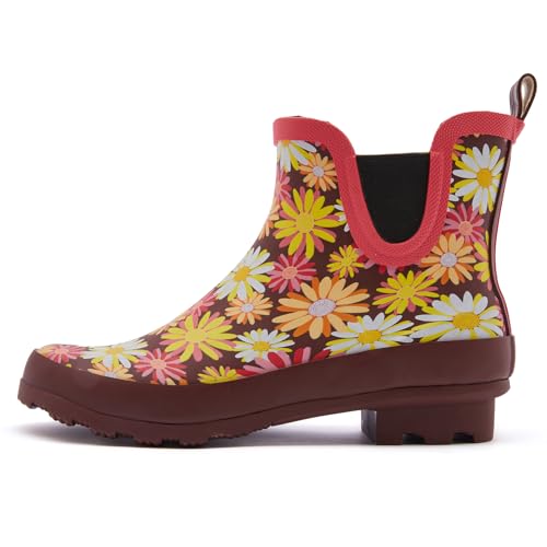 Image of SWIFTFROG Rain Boots for Women - Waterproof Ankle Garden Shoes Anti-Slipping Floral Printed Rainboots for Ladies Stylish Light Ankle Rain Shoes, Women's Rain Footwear