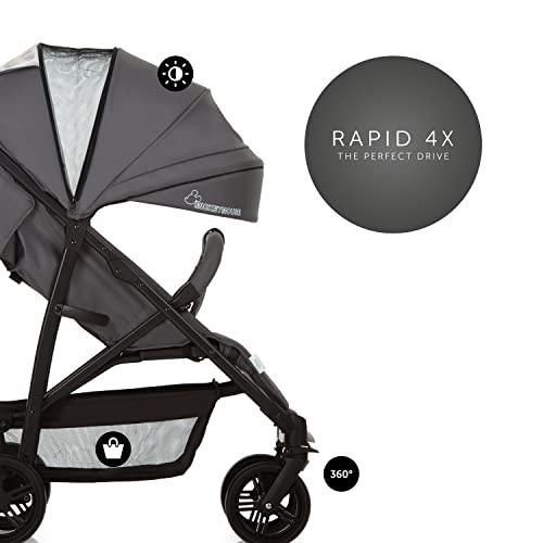 Hauck Passeggino Rapid 4 Pieghevole - Portata 25kg, Regolabile, Con Cestino, Nero