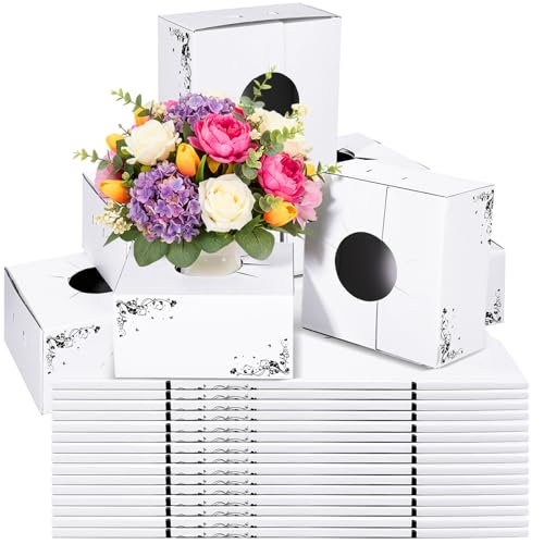 MotiMind 15 Pcs Cardboard Delivery Boxes 8'' x 8'' x 4'' Flower Delivery Box Vase Cases Cardboard for Bouquet Arrangements Florist Package
