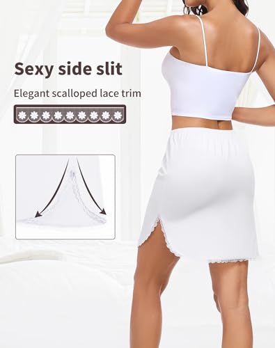 Image of Half Slips for Women Underskirt Short Mini Skirt with Floral Lace Trim