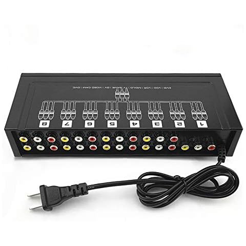HONONJO 1 in 8 Out Switcher 8 Ways 3 RCA AV Audio Video Splitter Amplifier Box for TV Box HDTV DVD PS3 Cover