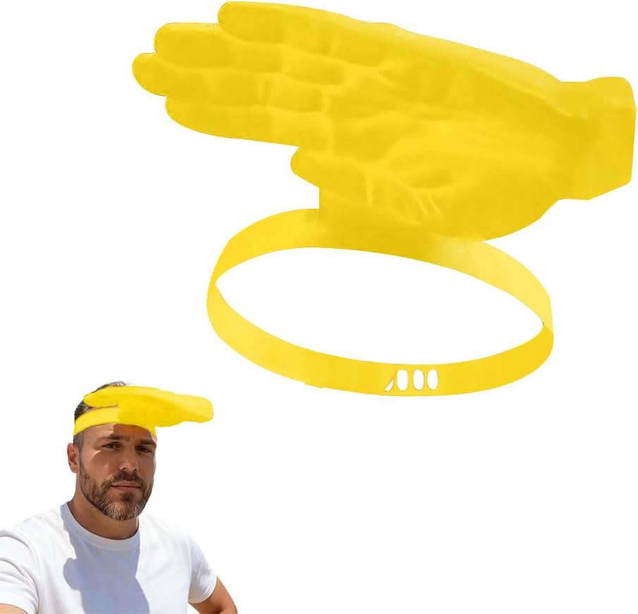 Hand Sun Visor, Funny Hands-Free Hand Shade Hat,Adjustable Palm-Sized Sun Hat,UV Protection Visor for Outdoor-Yellow