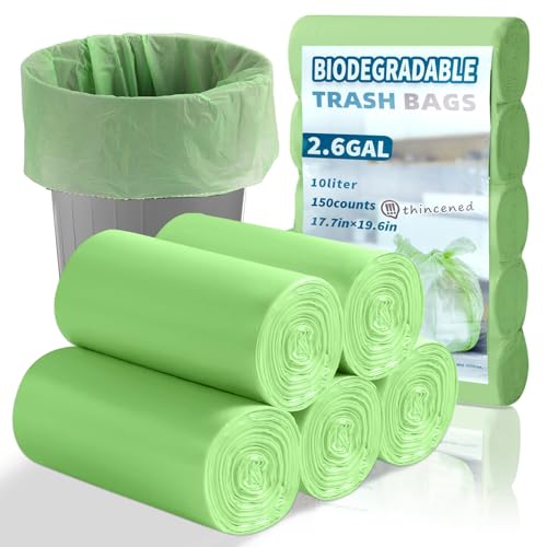 BODFPPC 150 Bolsas Basura 10L Compostables, Biodegradables Degradables Reciclables para Residuos Alimentos, Hogar, Jardín, Cocina, Oficina (45x50 cm)