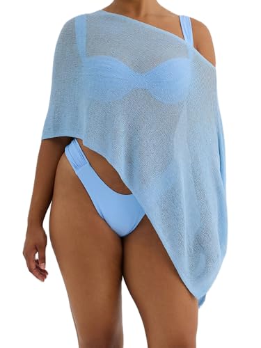 Poncho de punto transparente mujer ligero y transpirable como capa informal sutil