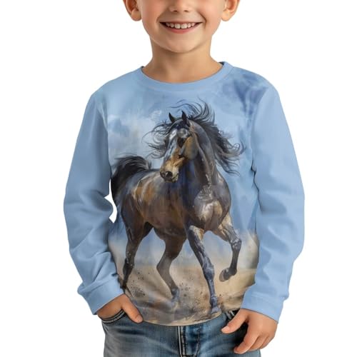 Boys Long Sleeve Shirts Soft Crewneck Long-Sleeve T-Shirts Basic Tees for Boy's Aged 3-16 Years