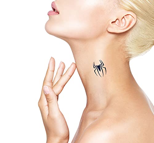 Lasting 1-2 Weeks Juice Temporary Tattoo Ink Semi Permanent For Adults Woman Animal Marvel Costume Hero Sign Navy Blue That Look Real Men Women Chest Neck Arm (4 Sheets) #TOP2