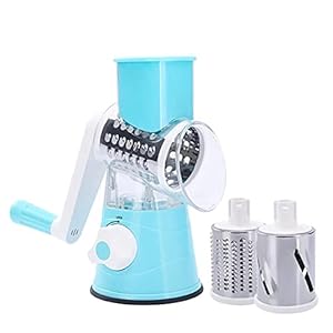 3 in 1 Multifunctionele keuken Gadgets Handleiding Ronde Mandoline Machine Drum Type Plantaardige Cutter (Color : Blue)