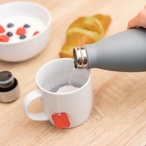 reer Colour Edelstahl-Isolierflasche |Gesamtvolumen 500ml | Perfekte Isolation | bis zu 24 Stunden | Edelstahl | Grau