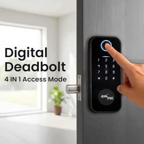 Image of Alba Urmet Digital Smart Door Lock for Wooden Door (30-55mm) | Biometric Fingerprint Lock with PIN, RFID Card & Keyless Entry | Secure Deadbolt Deadlock System | Free Installation & 2 Year Warranty