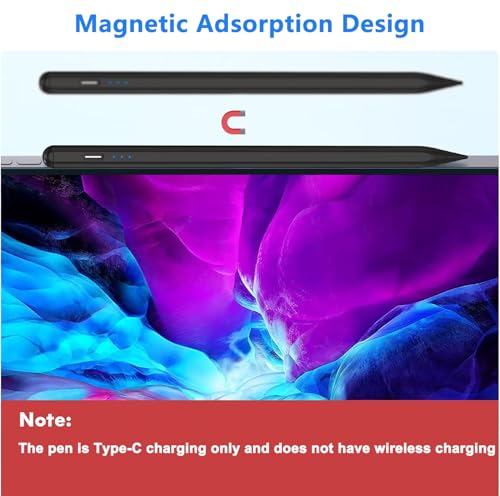 Stylus Pen for Apple iPad A16/11th 2026-2018 iPad Pencil A16/11/10/9/8/7/6,Air 11"/13" M4/M3/M2/5th-3rd,Pro 13"/11"/M4/12.9",Mini A17 Pro/6/5th Stylus Palm Rejection Tilt Sensitivity Fast Charge-Black - image 4
