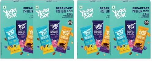 Image of Yogabar Breakfast Protein Bars, 12 Bars | Easy & Convenient Breakfast On-the-GO | High in Protein & Fibre | Quick Protein Snack that helps in Weight Loss Management (12 Bars, Variety Pack) (Pack of 2)