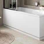 Baystone® Modern 1700mm Front Side MDF Bath Panel 18mm Wooden Panels for Bathroom Baths Soaking Tubs, Adjustable Plinth, Easy to Cut, White Gloss
