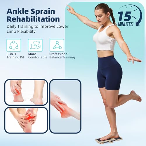 Balance Trainer Kit, Ankle Strengthener Exerciser for Sprained, Single Leg Balance Board and 40 Inch Beam for Plantar Fasciitis Relief, Blackboard Foot Trainer (with Cork Massage Ball) - Image 4