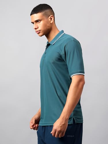 Image of Vector X Adults Mens Sports Wear Polyester Half Sleeves All Day Wear tee Shirt Polo T Shirt Detailing with Contrast Color Tipping on Sleeves & Collar for Casual Wear Regular Fit Tshirts