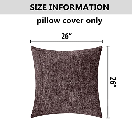 Home Brilliant Decorative Pillow Case Euro Sham Covers Striped Velvet Chenille Plush Throw Pillow Cover For Couch, (66X66 Cm, 26Inch), Brown #TOP4