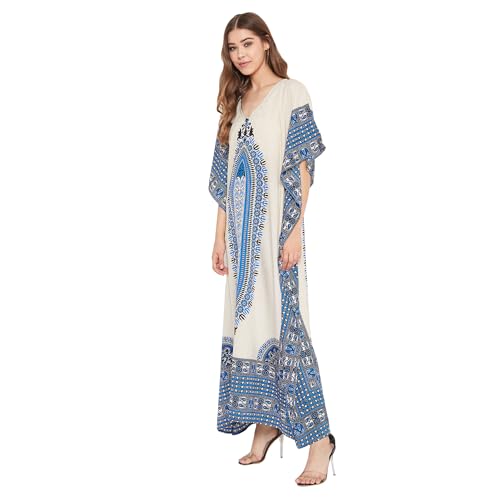 Image of Oussum Women Plus Size Kaftan Kimono Loose Maxi summer dresses for women Beach 3 /4 Sleeve Casual lounge dress Boho
