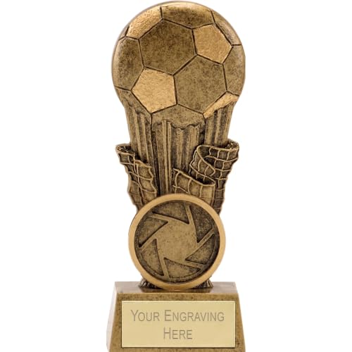 TROPHIESPLUSMEDALS Personalised Football Trophy Gold 10cm Engraving