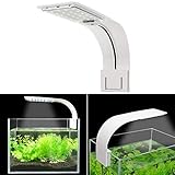 SENZEAL X5 LED Aquarium Beleuchtung Jungfrau Super Slim Aquarium Licht LED Clip-on Lampe 220V 10W 1200LM für 10 bis 15 Zoll Fisch Tank Weiß und Blau Licht (Weiß)
