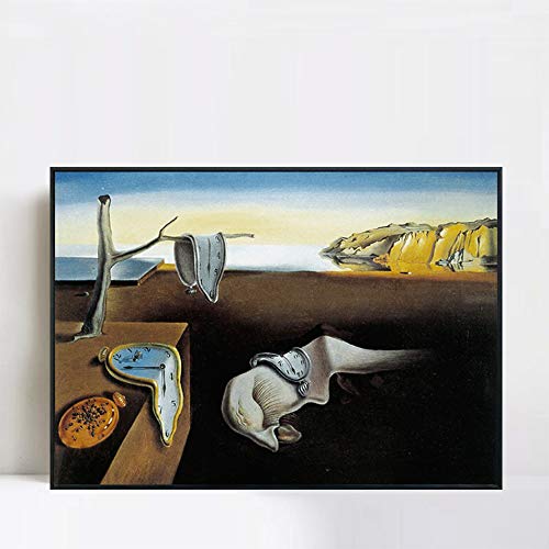 Invin Art Framed Canvas Giclee Print-The Persistence Of Memory, 1931 By Salvador Dali Wall Art(24"X32",Black Slim Frame) #TOP9