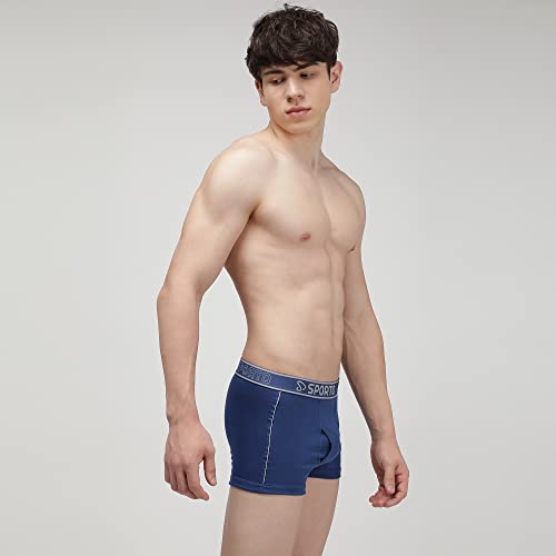 Image of sporto Men's Mid-Rise Super Soft & Comfortable Solid Cotton Square Trunks with No-Fold & No-Pinch Elastic Waistband (Combo Pack)