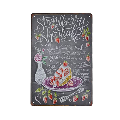 Food Vintage Tin Sign - Strawberry ShortCake Retro Metel Sign - Wall Decor wall sign for Kitchen Bakery Cafe Restaurant