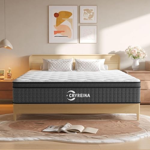 CRYREINA Queen Mattress, 12 Inch Queen Hybrid Mattress in a...