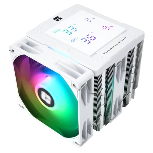 Thermalright Peerless Assassin 120 Digital ARGB White - Refrigerador de CPU con doble torre y ventiladores dobles, cubierta de pantalla digital para AM4/AM5, Intel LGA1851/1700/115X/1200