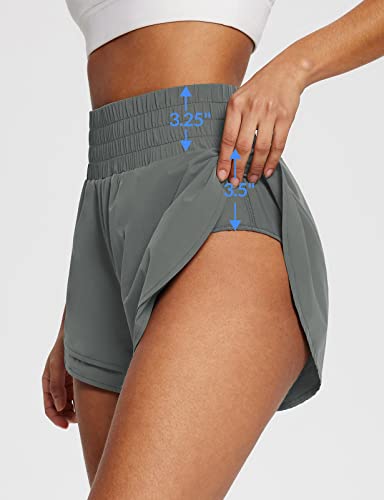 BALEAF Short feminino de treino de 7,6 cm de cintura alta com forro esportivo leve secagem rápida, C
