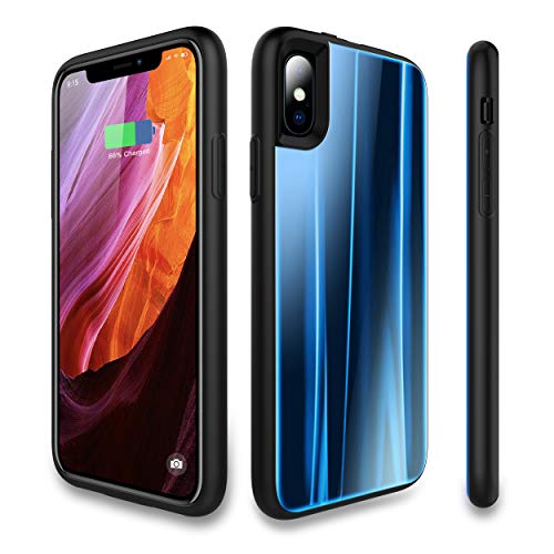 Bormmie Battery Case for iPhone X,3600mAh Portable Protective Charging Case Slim，Extended Rechargeable Battery Pack Charger Case, Compatible with Wire Headphones and Sync Through (Blue)