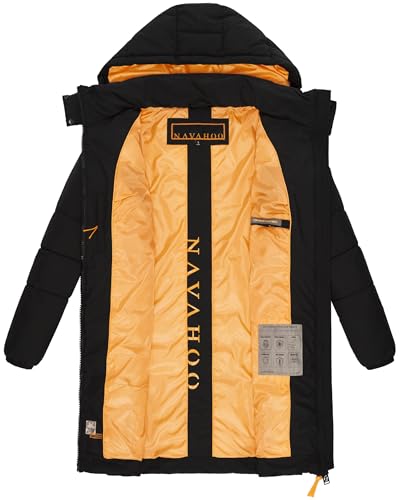 Navahoo Damen Wintermantel warmer Steppmantel mit Kapuze Bliblablubb 14 Black Gr. XL