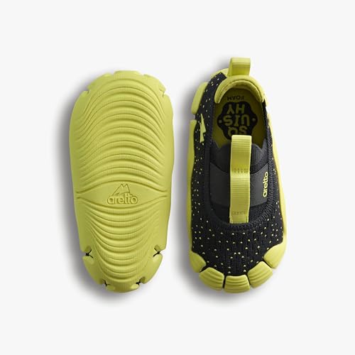 Image of ARETTO Expanding Black and Green Kids Shoes for Growing Feet - Boys & Girls Footwear, Baby Girl Shoes, Sneakers for Boys, Baby Shoes & Comfortable Shoes for Kids | Age 1-9 Years