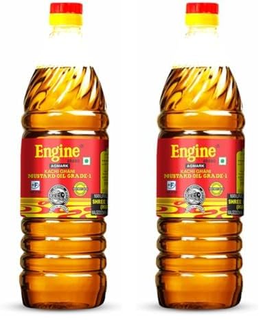 Image of Engine Brand Kachi Ghani Mustard Oil - 1 Litre (Pack of 2)