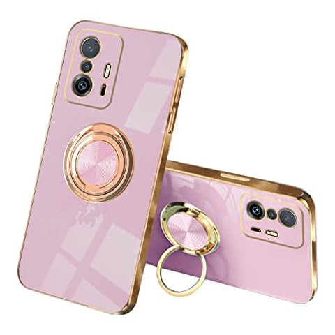 Tiwinxing Compatible with Xiaomi 11T Pro Case Silicone Shockproof Xiaomi 11T Cases Anti-Scratch Ultra Thin Phone Case with Magnetic Ring (Purple, Xiaomi 11T/11T Pro) Cover