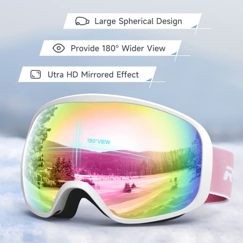 RIOROO Ski Goggles, Skiing Goggles For Snowboard Jet Snow 100% UV Protection - Image 3