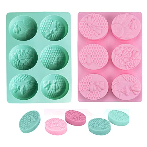 2 Piezas Moldes de Silicona de Abeja 3D, Moldes de Silicona de 6 Cavidades, Molde de Jabón de Panal, para Jabones, Hornear Pasteles, Manualidades Caseras