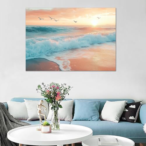 Cuadros de pared para salón modernos con diseño de playa y mar 3