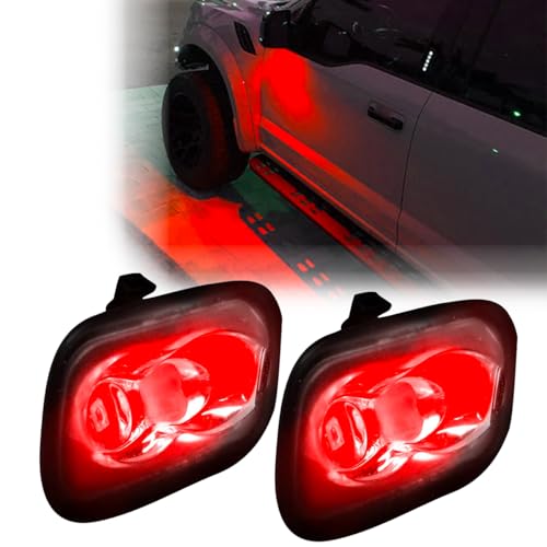 Luces LED para espejos laterales RECON rojas para Ford 2015-2024 miniatura 1